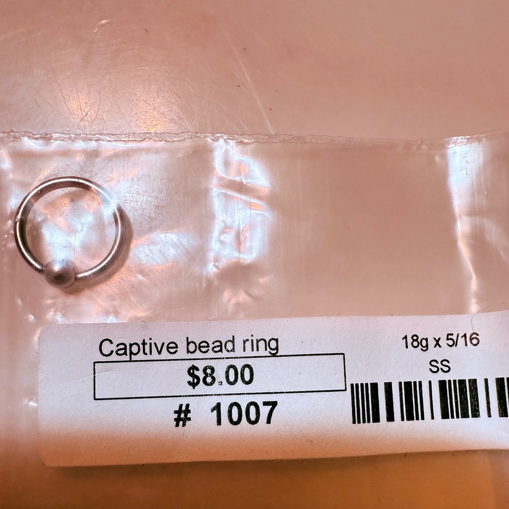 NWT! SS 18g x 5/16 Captive Bead Hoop Ring Nose Ear